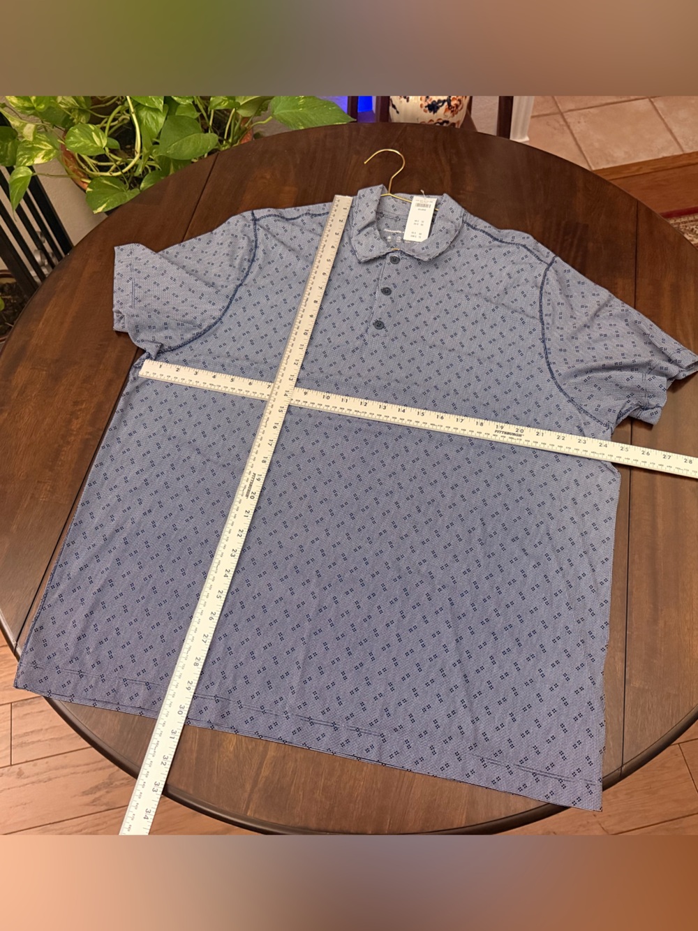 Abercrombie & Fitch Light Blue Short-Sleeve Polo with Micro Print